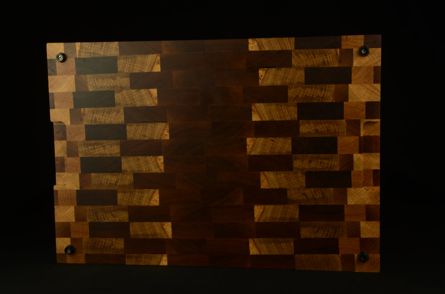 Planche à découper XL en bois de bout - 51x35x4cm – Design en chêne et noyer avec rigole à jus
