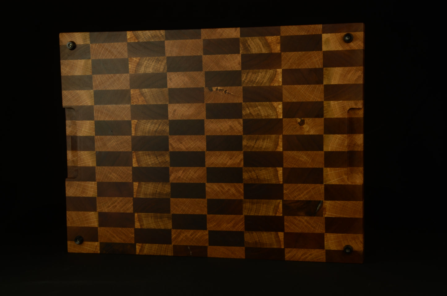 Planche à découper XL premium - 53x40x4cm - Bois de bout chêne et noyer avec rigole à jus, finition haut de gamme