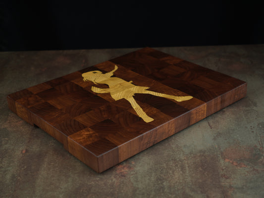 Inugami Korone – Billot d’Exception en Bois de Bout Noyer & Incrustation Acacia