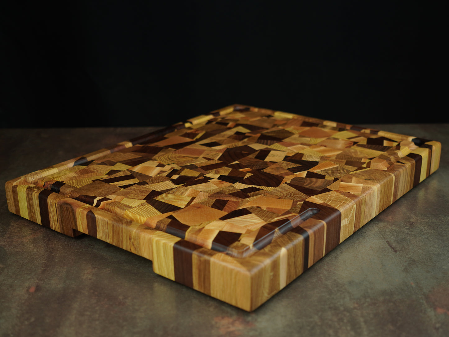 🧩 Planche en bois de bout Fractale Spéciale — Grand Format & Rigole à Jus