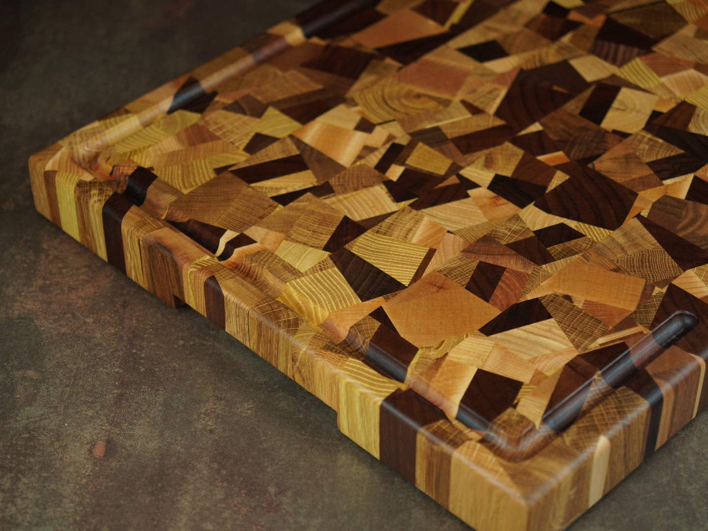 🧩 Planche en bois de bout Fractale Spéciale — Grand Format & Rigole à Jus