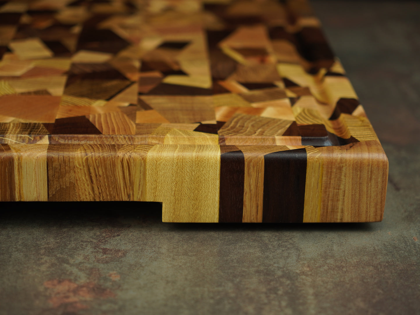 🧩 Planche en bois de bout Fractale Spéciale — Grand Format & Rigole à Jus