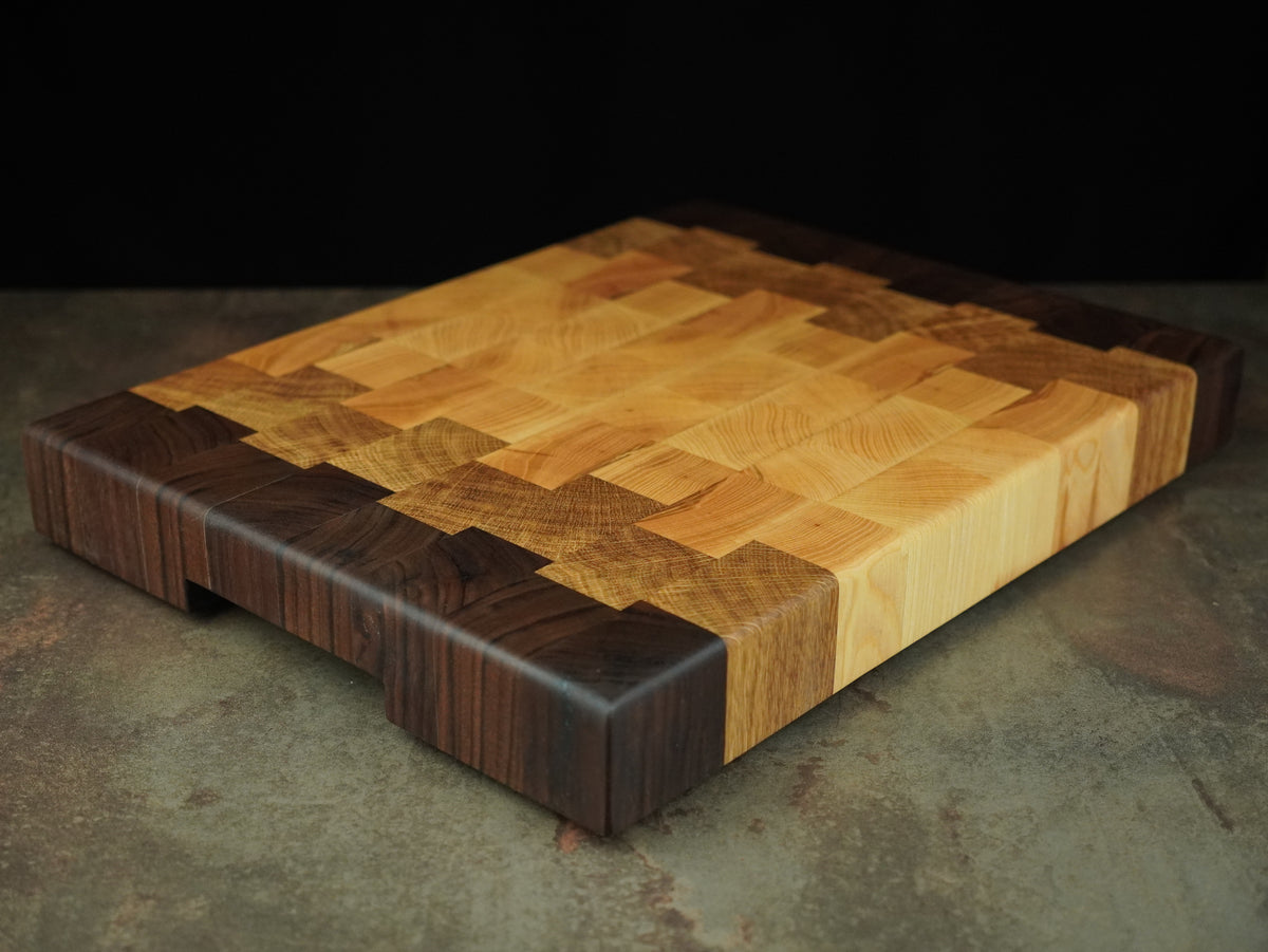 🪵 Billot de Cuisine en Bois de Bout - Modèle Nuancier (Noyer, Chêne, Érable)