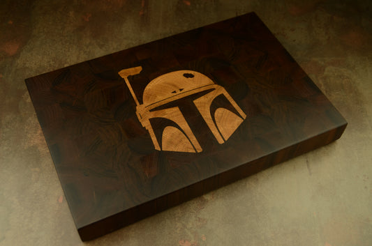 Billot de cuisine Boba Fett - Bois de bout en noyer & chêne