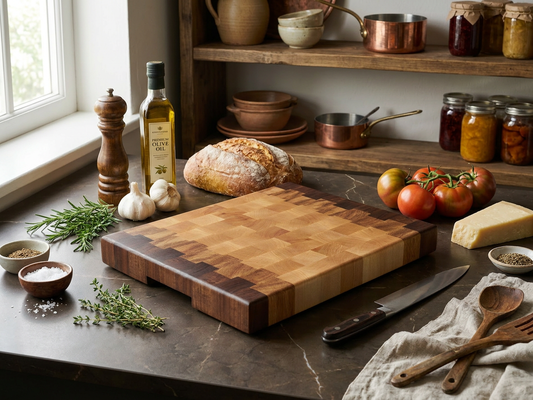 🪵 Billot de Cuisine en Bois de Bout - Modèle Nuancier (Noyer, Chêne, Érable)