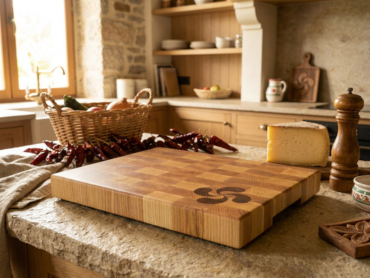 🪵 Billot de Cuisine Basque en Bois de Bout – Collection Terroir