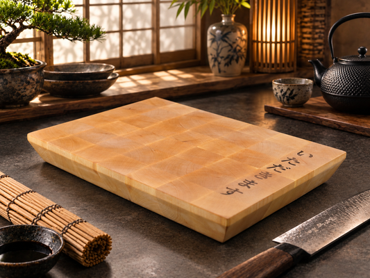 🪵 Planche à découper en bois de bout – Itadakimasu en Noyer | Collection Japon