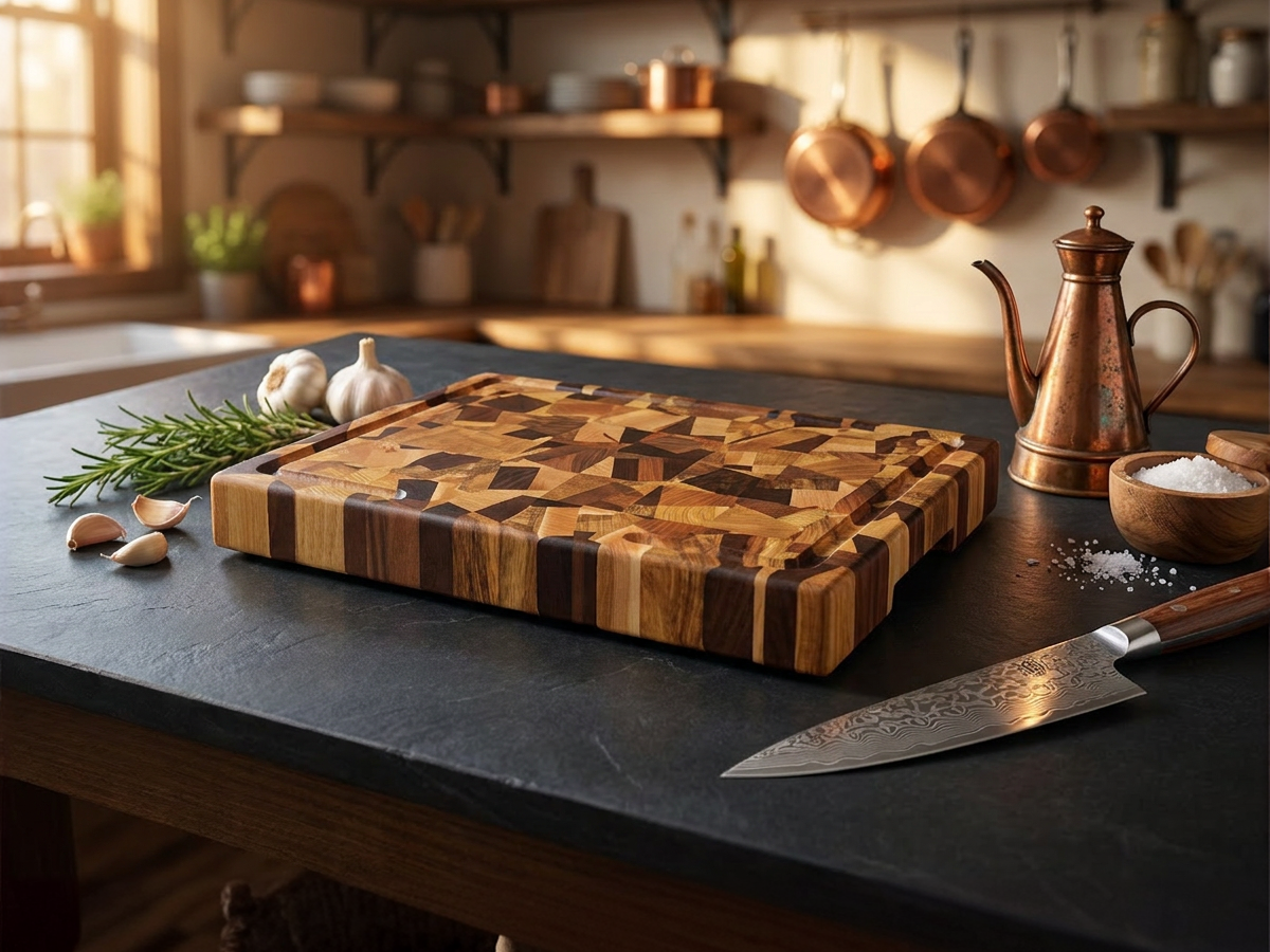 La Fractale - Billot d’Exception en Bois de Bout – Planche à découper artisanale en bois massif