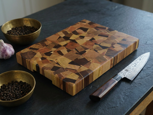 La Fractale - Billot d’Exception en Bois de Bout – Planche à découper artisanale en bois massif
